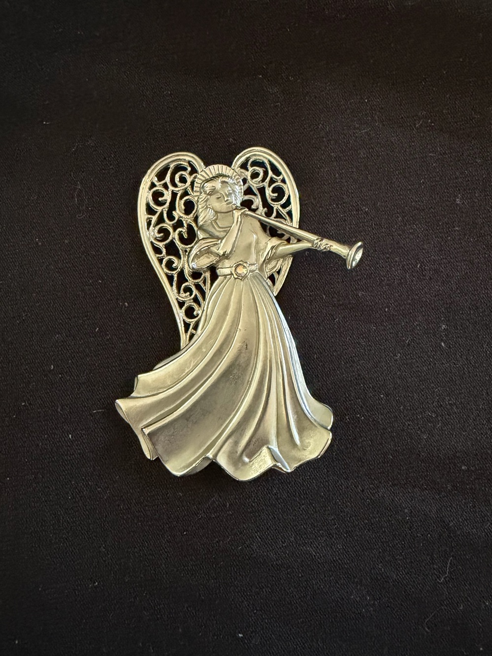 Vintage Jonet Jewelry silver tone angel brooch